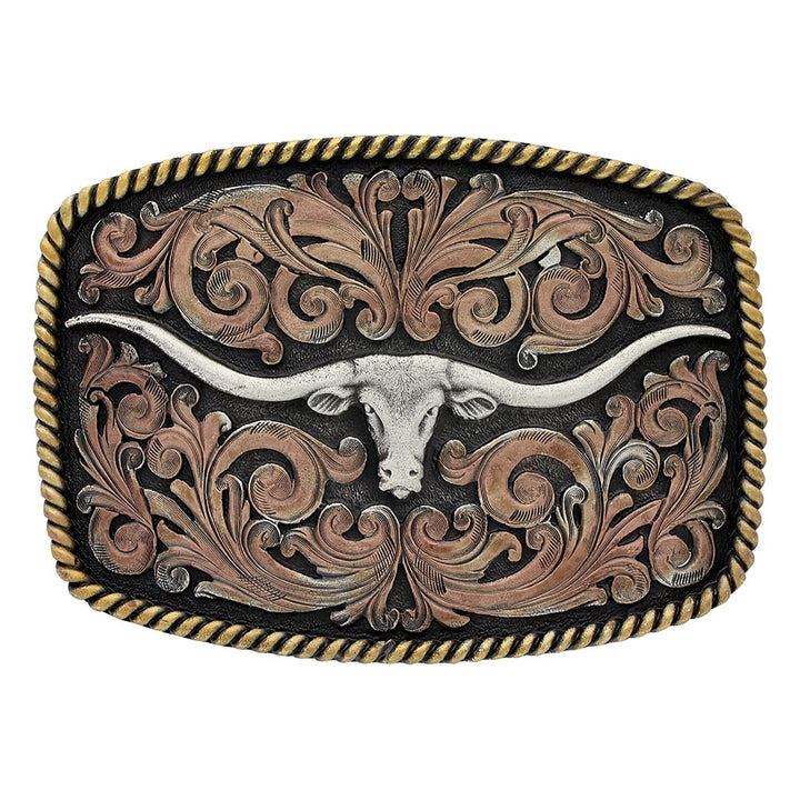 Montana Silversmiths Attitude Buckle Tri-Colour Texas Longhorn