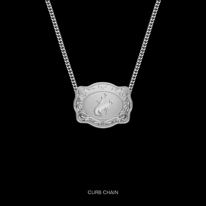 Spurwest Mini Belt Buckle Necklace (Bronc) Silver