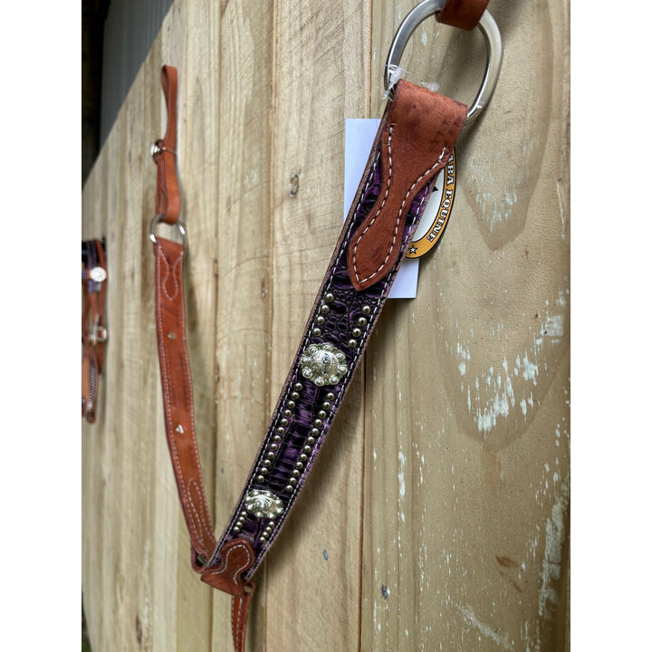 San Saba Purple Gator/Silver Breastcollar