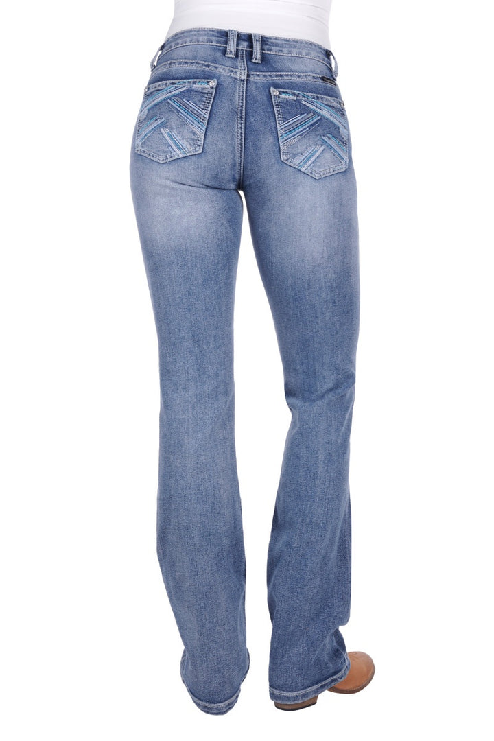 Pure Western Womens Crisscross Relaxed Rider Jeans