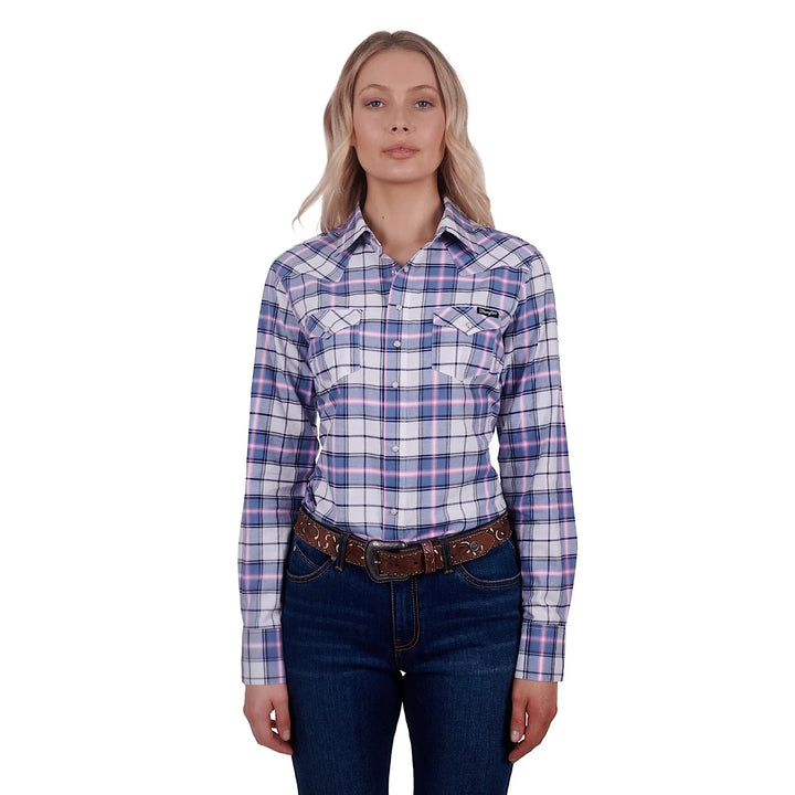 Wrangler Women’s Lucy Check Western Long Sleeve Shirt