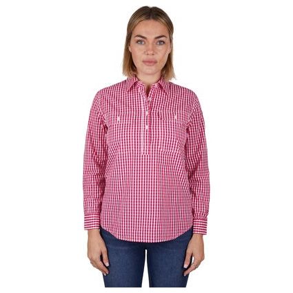 Hard Slog Womens Dana Half Placket Long Sleeve Shirt