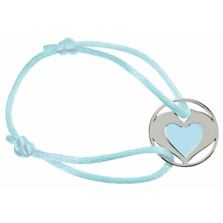 Heart horses satin bracelet blue